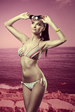 girl with colorful bikini  