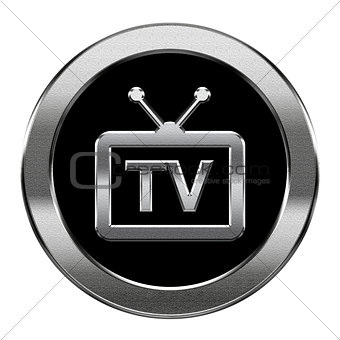 TV icon silver, isolated on white background.