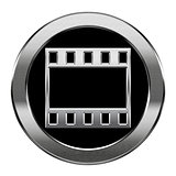 Film icon silver, isolated on white background.