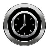 clock icon silver, isolated on white background.