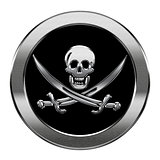 Pirate icon silver, isolated on white background.