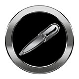 pen icon silver, isolated on white background.