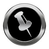 thumbtack icon silver, isolated on white background.