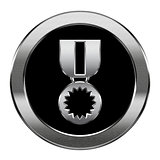 medal icon silver, isolated on white background.