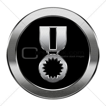 medal icon silver, isolated on white background.