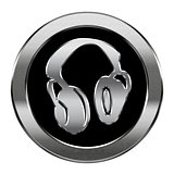 headphones icon silver, isolated on white background.