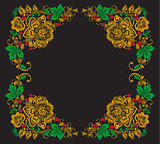 Vector background of floral pattern with traditional russian flower ornament.Khokhloma.