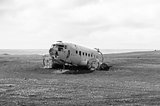 Wreck of an airplane in southern Iceland