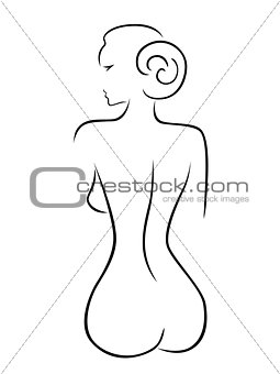 Abstract sexy woman sitting back