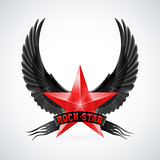 Red star with Rock Star banner and wings