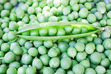Fresh cleaned peas closeup