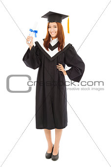 happy Graduate woman Holding diploma