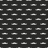 Seamless vector dark pattern, tile background or texture with white mustaches on black background.