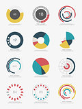 Set of info-graphic pie charts