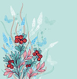 Background with berries and butterflies