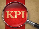 KPI Magnifying Glass on Old Paper.
