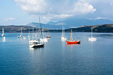 Summer view of boats and yachts in Poros, Greece