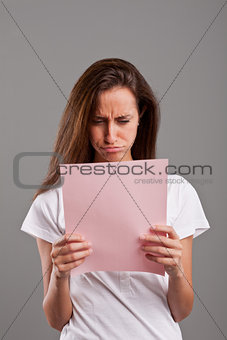 girl pout with a pink letter