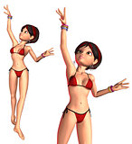 3d Girl in Red Bikini