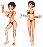 3d Girl in Red Bikini