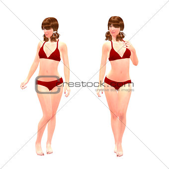 3d girl in red bikini