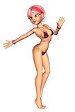 3d Girl in Violet Bikini