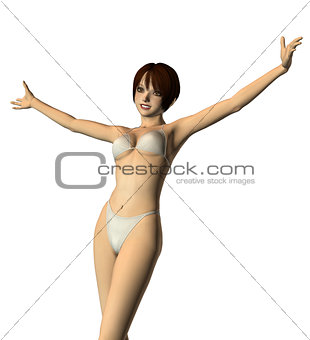 3d Girl in White Bikini