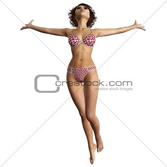 3d woman in red bikini