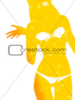 Bikini girl colorful silhouette
