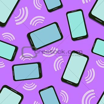 Seamless Pattern with Mobile Phones