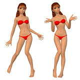 Cartoon girl in red bikini