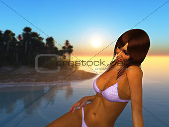 Girl in bikini on beach