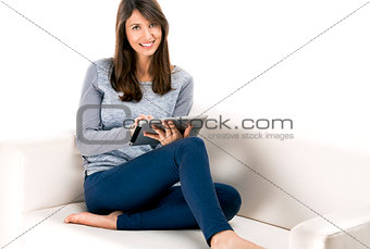 Woman working with a tablet