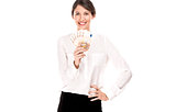 Woman holding euro currency notes