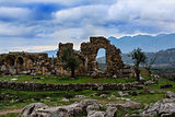Ancient Troizina Ruins with dramatic sky, Greece