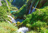 Waterfalls and grasses in Plitvice Lakes National Park (Croatia)