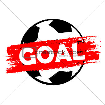 goal over soccer ball, drawn banner