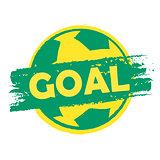 goal over soccer ball in Brazilian colors, drawn banner
