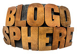 blogosphere word in wood type