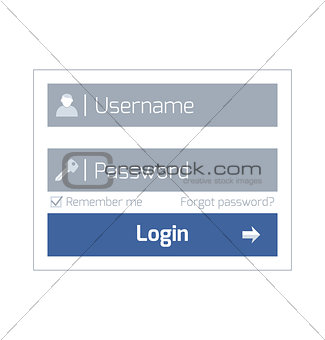 Simple web login form design in modern flat user interface