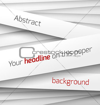 White paper rectangle banner on abstract 3d background with drop shadows