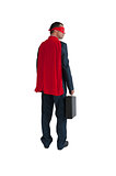 superhero businessman rear view isolated