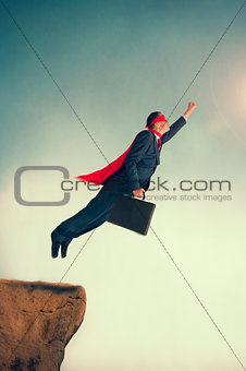 flying superhero businessman