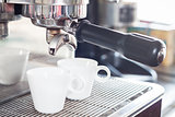 Coffee cups prepare for espresso shot