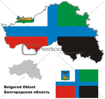outline map of Belgorod Oblast with flag