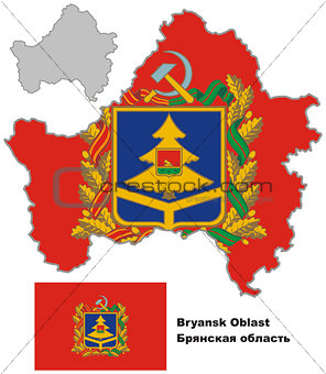 outline map of Bryansk Oblast with flag