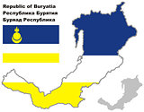 outline map of Buryatia with flag