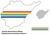 outline map of Jewish Autonomous Oblast with flag