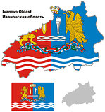 outline map of Ivanovo Oblast with flag