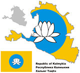 outline map of Kalmykia with flag